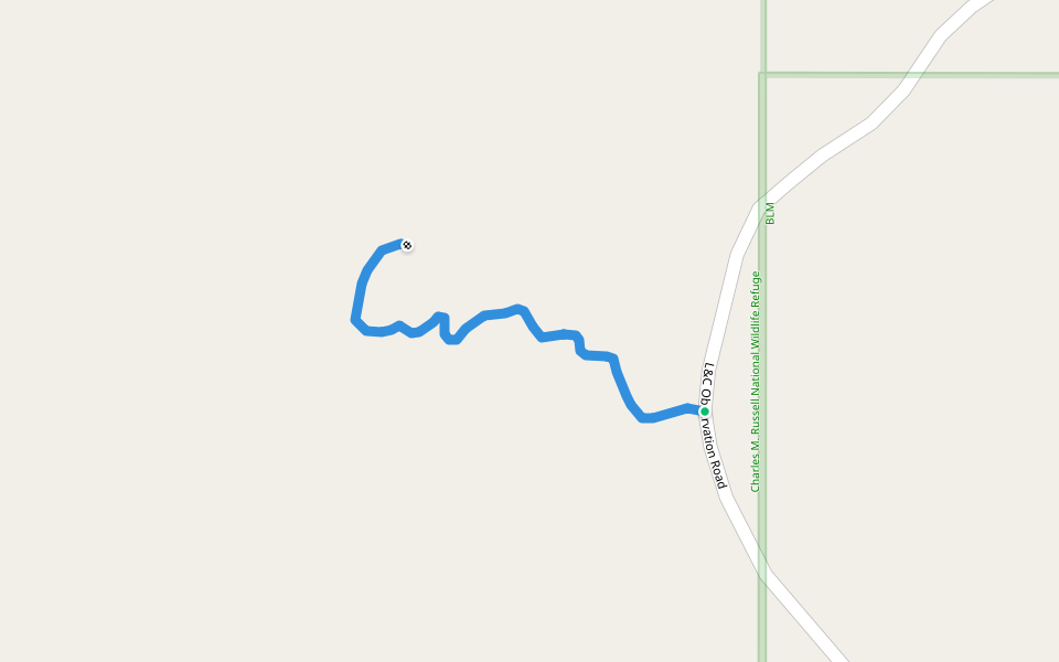 Milk River Overlook Path walking route map in Fort Peck