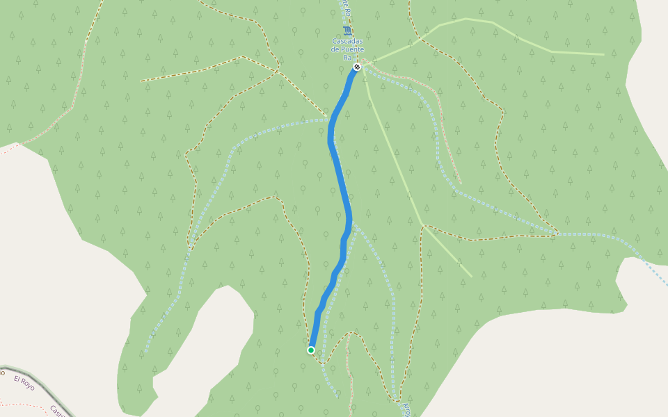 Camino de Puente Ra a Hoyo Mayor walking route map in Villoslada de Cameros