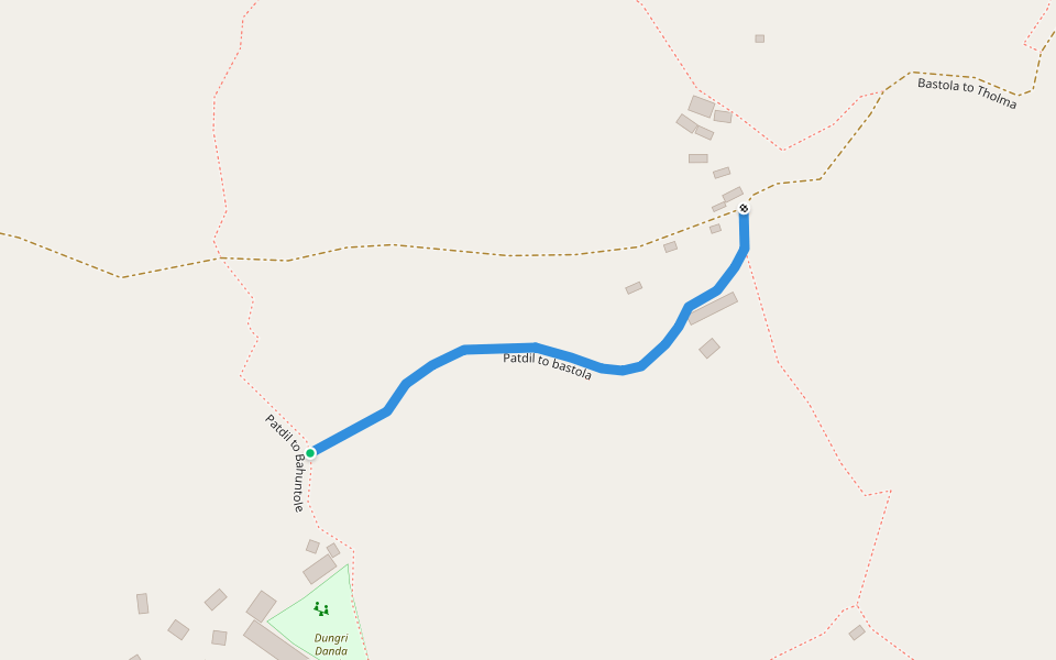 Patdil to bastola walking route map in Phukot
