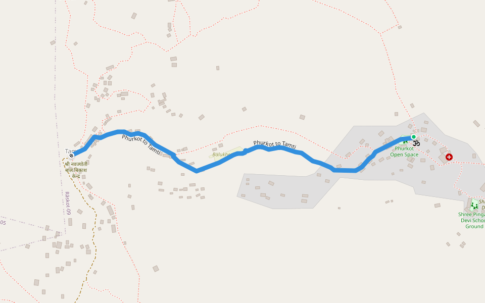 Phurkot to Tamti walking route map in Phukot