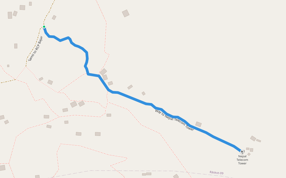 Way to Nepal Telecom Tower walking route map in Phukot