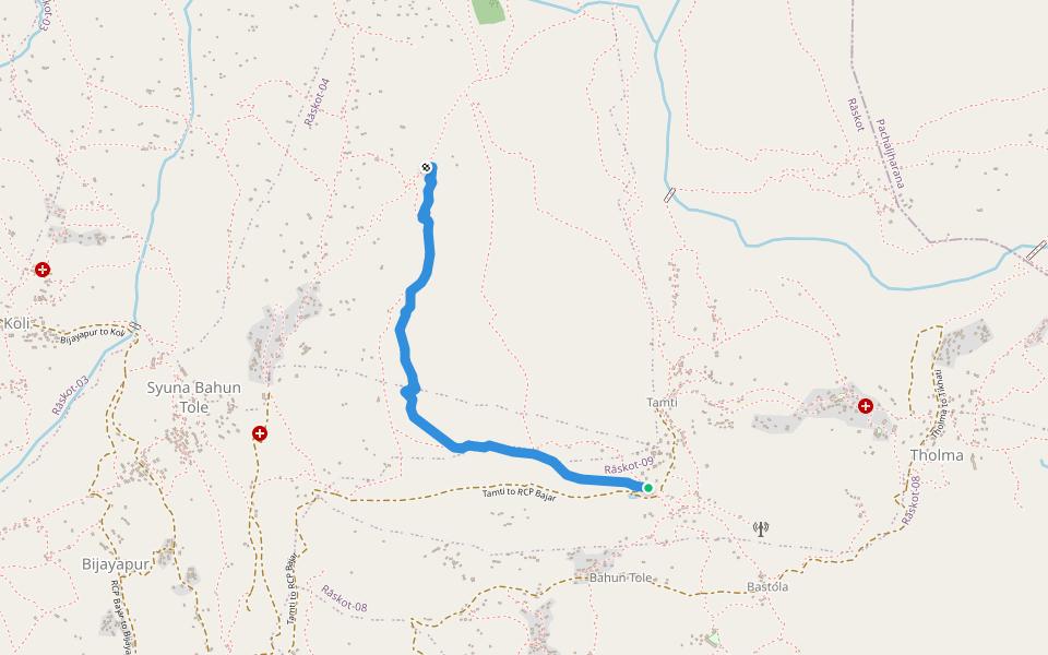 Tamti to Sipti walking route map in Phukot