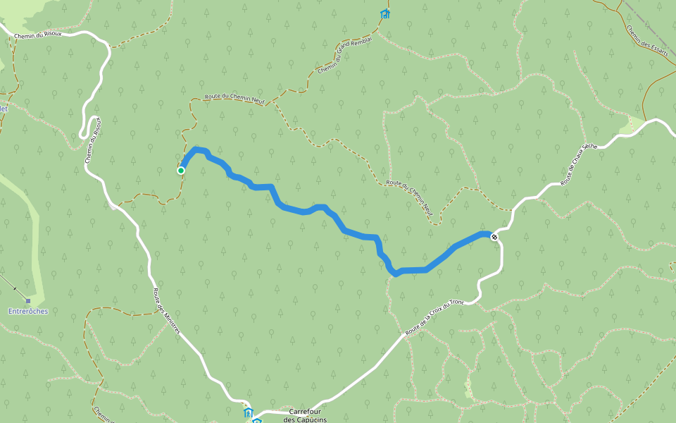 Chemin du Foyard Barbu walking route map in Bellefontaine