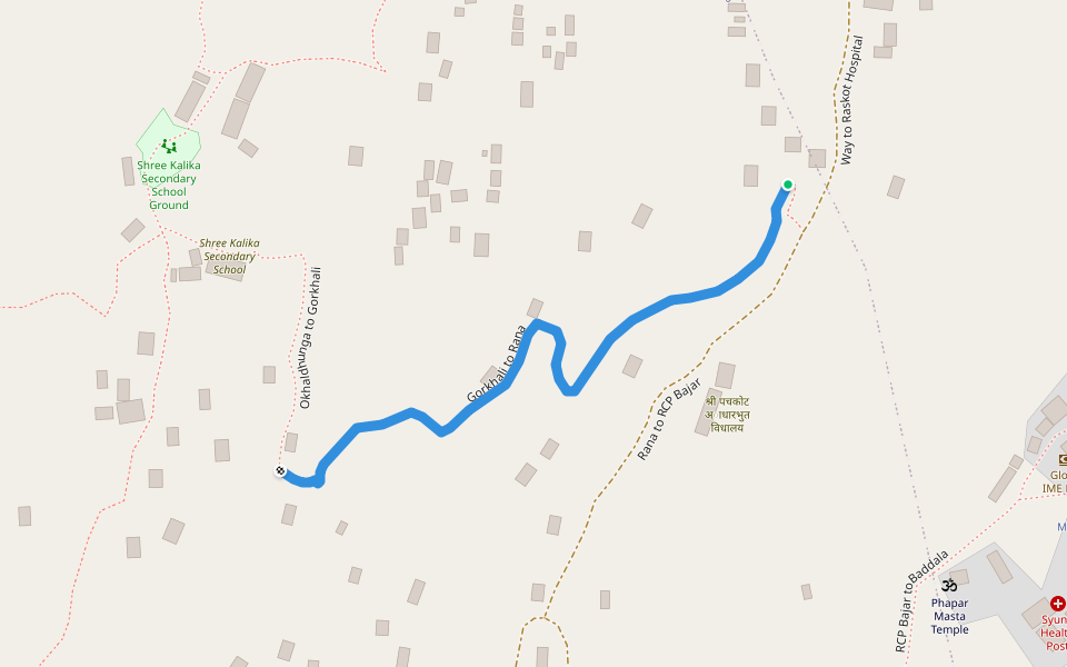 Gorkhali to Rana walking route map in Siuna
