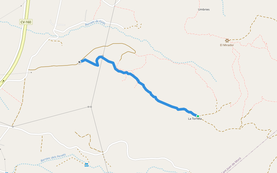 SANDA ZAMPONA walking route map in Sant Joan de Moró