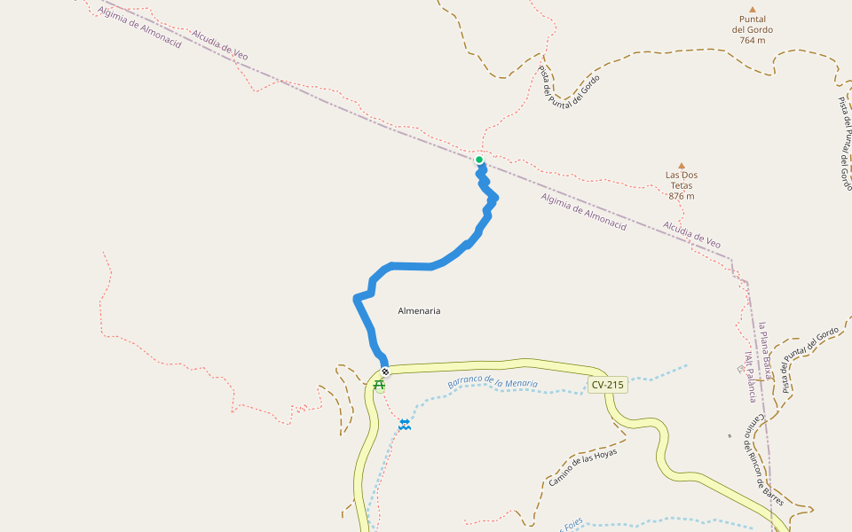 Sendero DH walking route map in L'Alcúdia de Veo