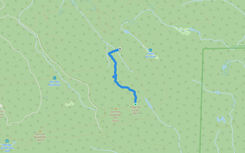 Sentier de la Paroi de l'Aube walking route map in Ferme-Neuve
