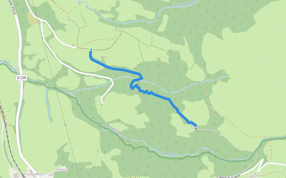 Chemin de Lascures à l'Arrecq du Talou et Coutchet walking route map in Lurbe-Saint-Christau