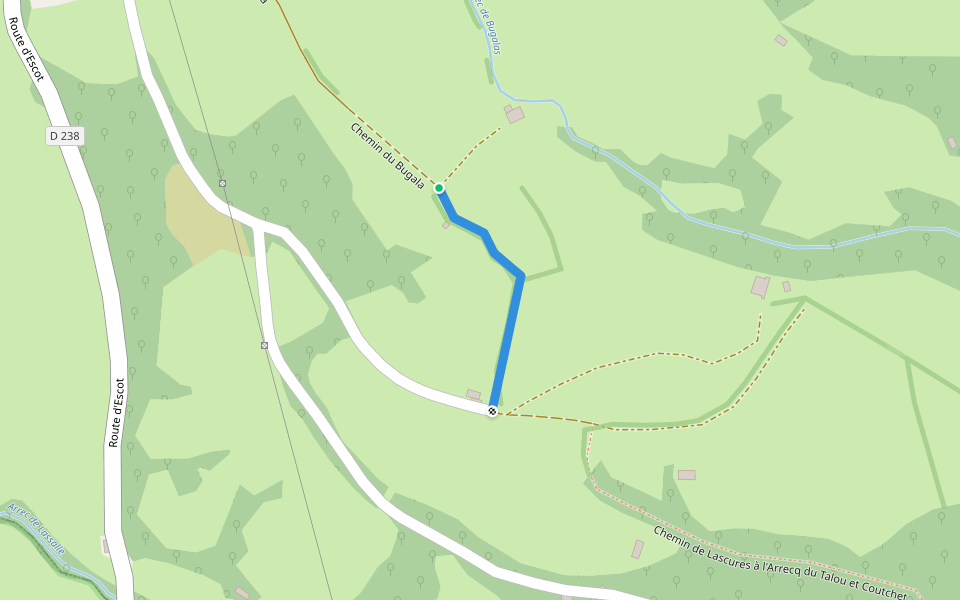 Chemin du Bugala à l'Arrecq de Talou walking route map in Lurbe-Saint-Christau