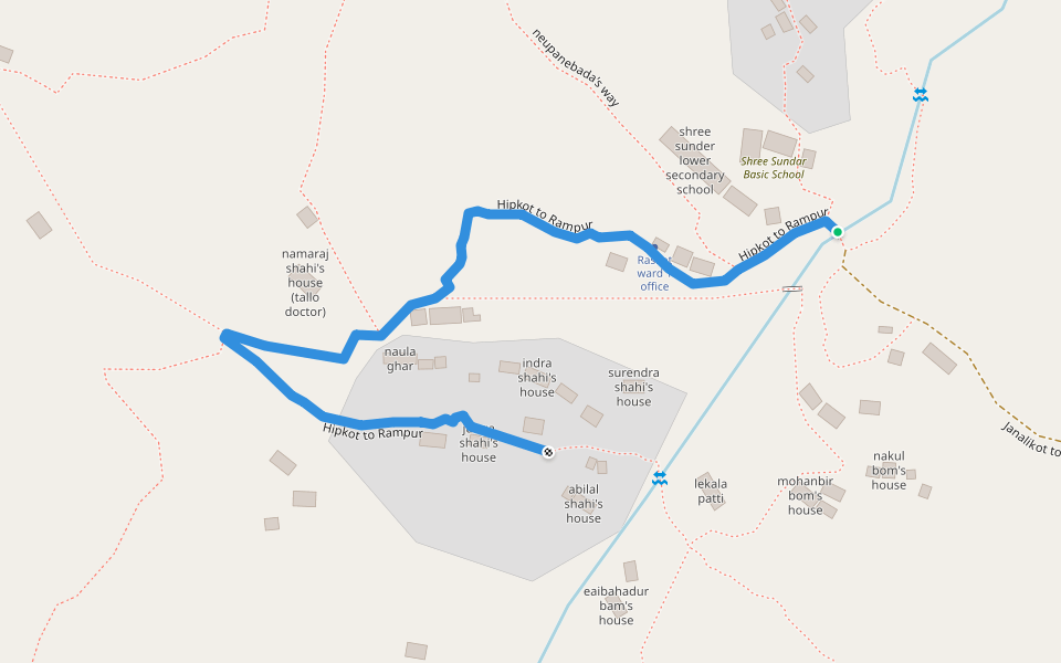 Hipkot to Rampur walking route map in Sipkhana