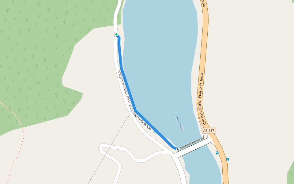 Antiguo trazado AS-17 antes del embalsado walking route map in Coballes