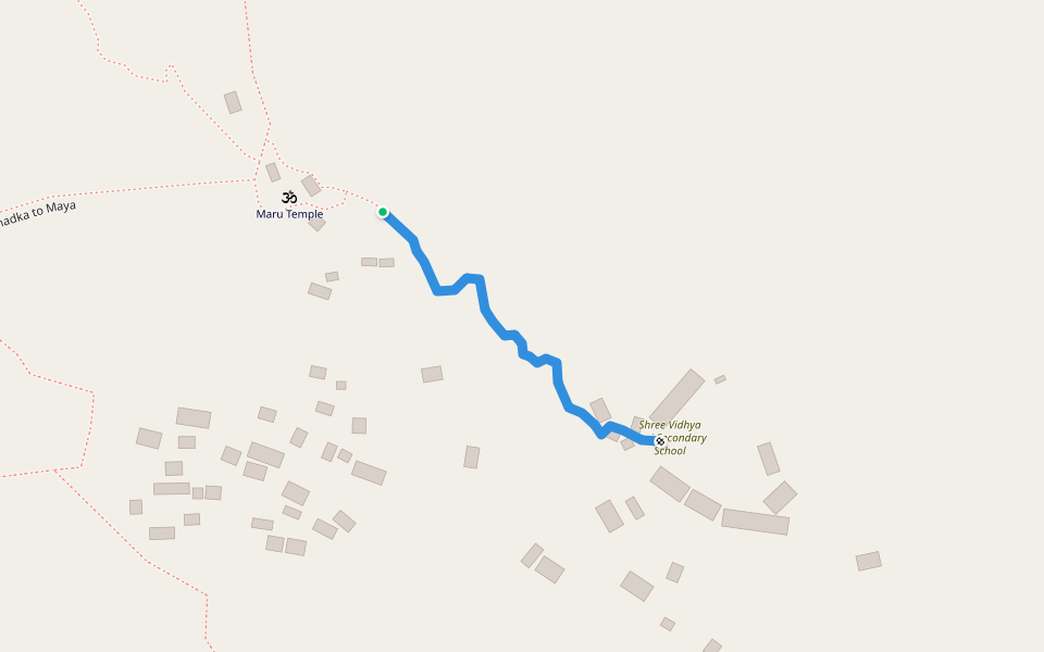 Way to Shree Vidhya Devi Secondary School walking route map in Nanikot