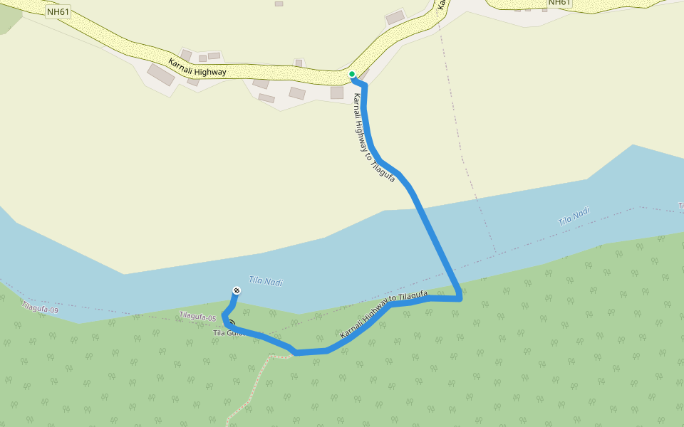 Karnali Highway to Tilagufa walking route map in Ranchuli