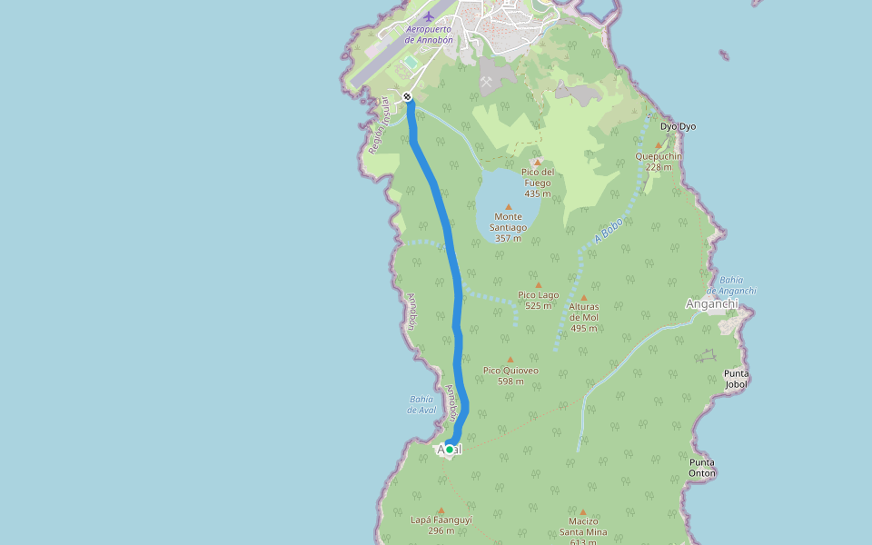 Sendero Aual - Palé walking route map in Mabana
