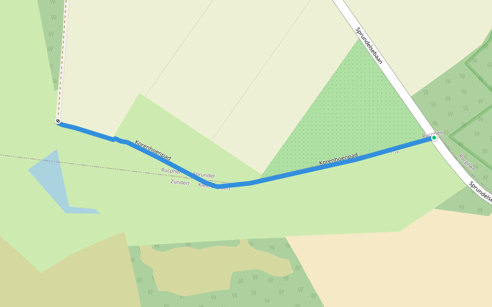 Korenhoenpad walking route map in Sprundel