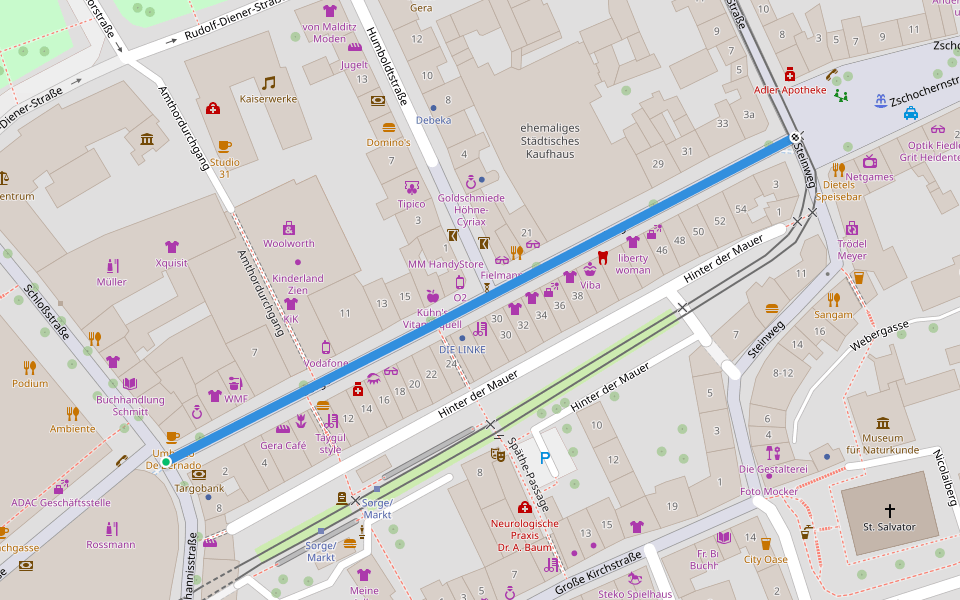 Sorge walking route map in Gera