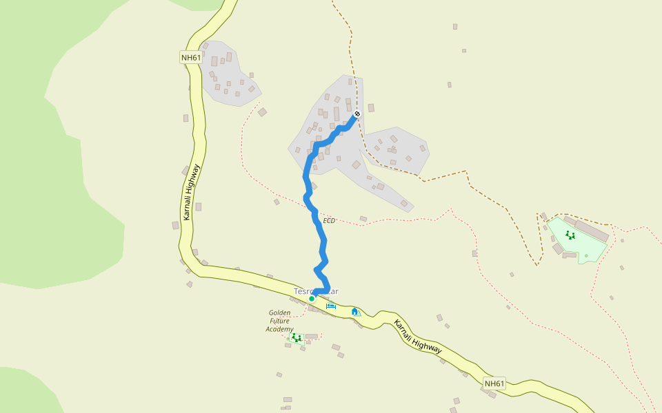 Tesro Bazar - Motila Bato walking route map in Manma