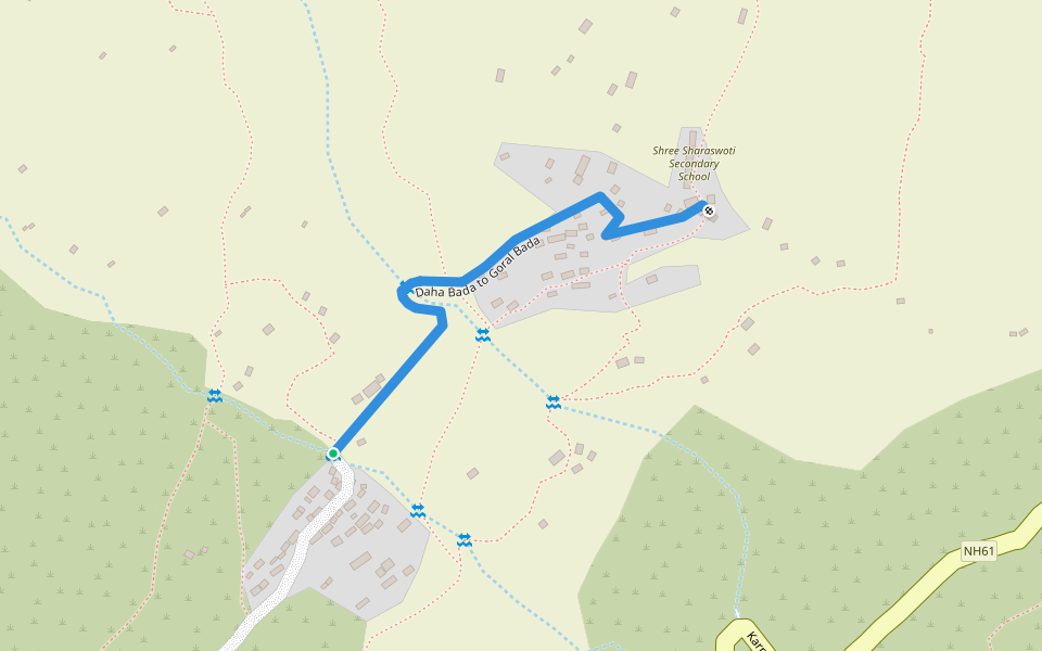Daha Bada to Goral Bada walking route map in Dahafatgaun