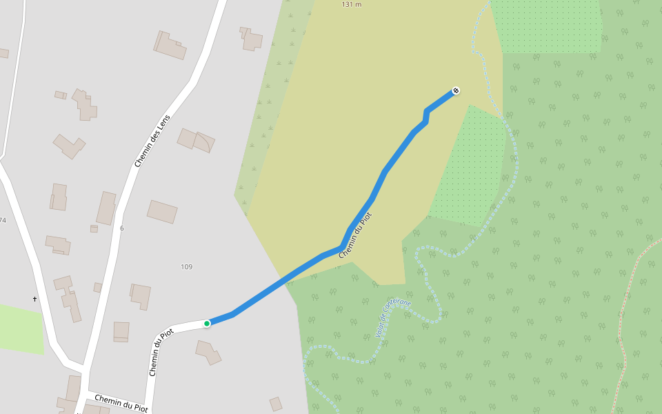 Chemin du Piot walking route map in Crespian