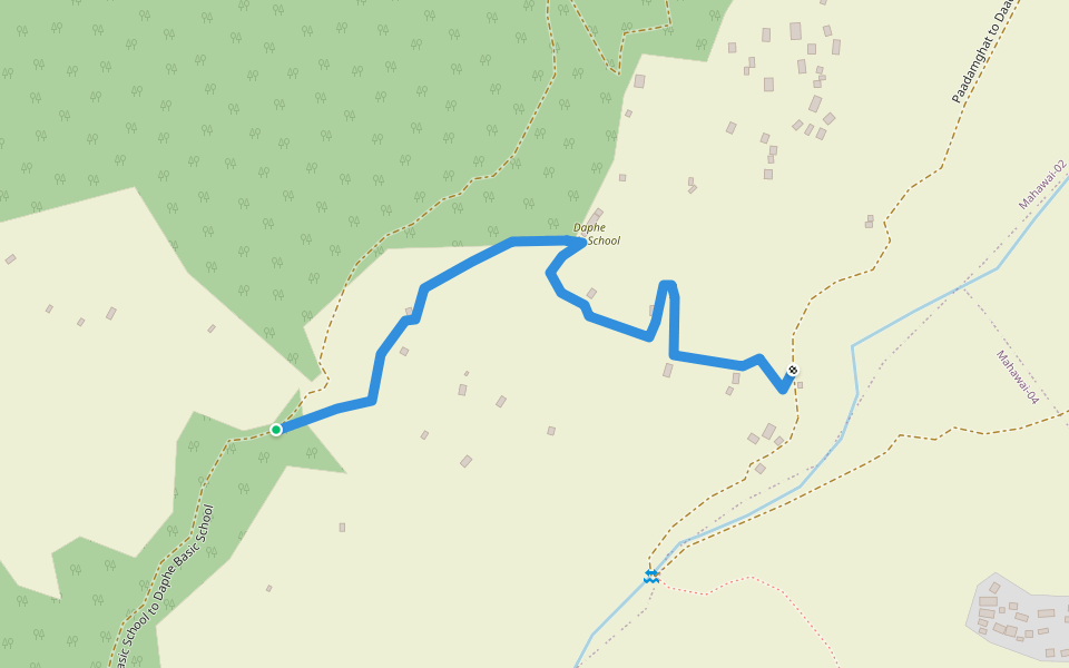 Daphe Basic School to Daadakhala walking route map in Odanaku