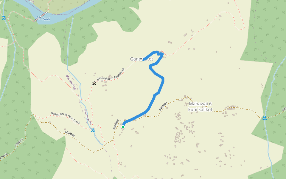 Mahawai 6 kuni kalikot to Ganeshkot walking route map in Gela