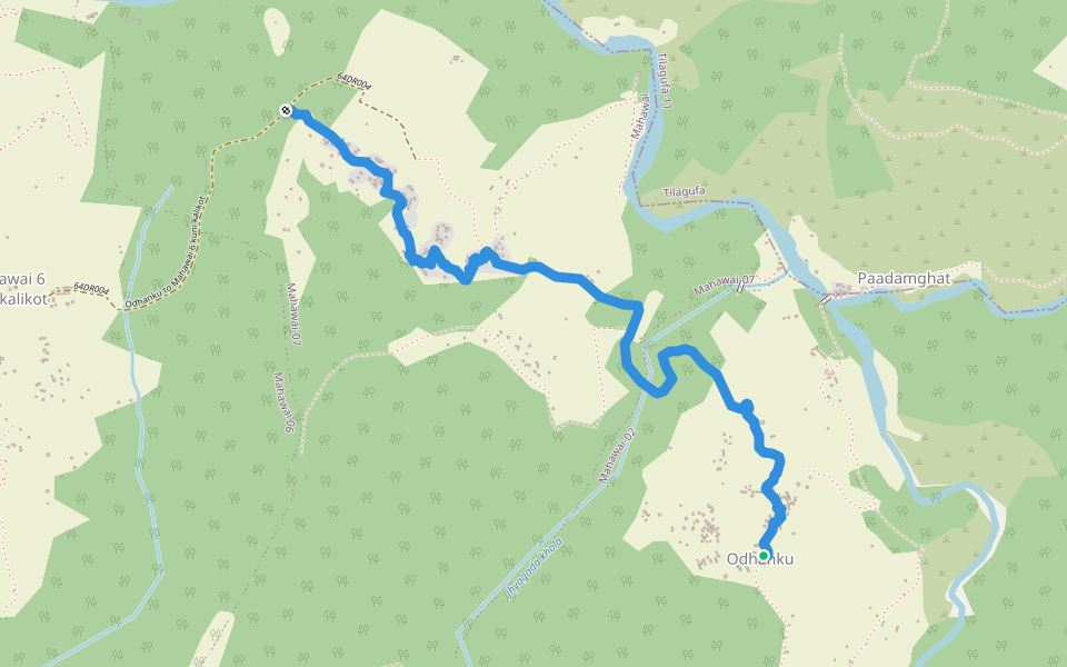 Odhanku to Mahawai 6 kuni kalikot walking route map in Odanaku