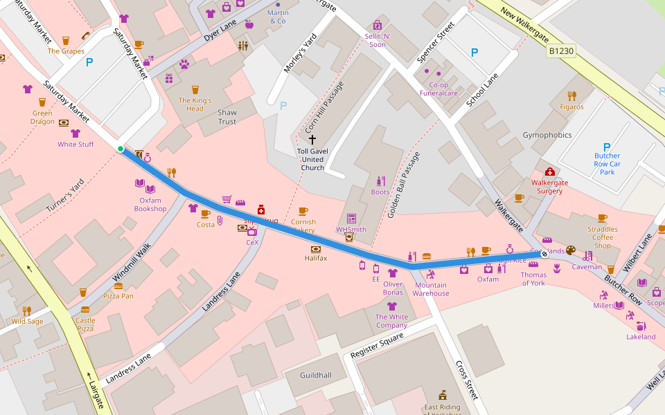 Toll Gavel walking route map in Beverley