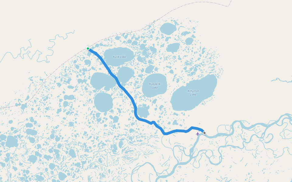 Yukon Kuskokwim Portage Trail walking route map in Russian Mission