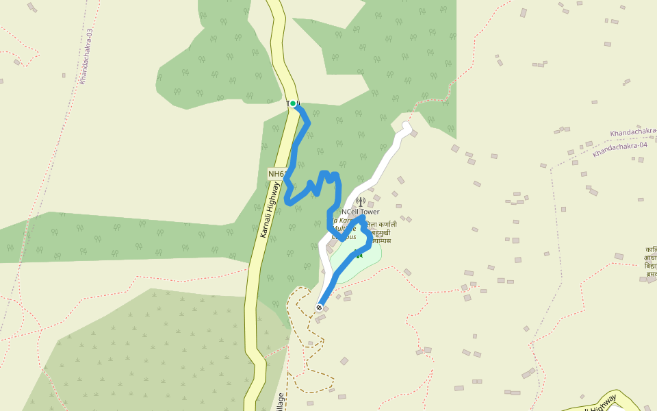 Tadi Bazar to Tadi Village walking route map in Manma