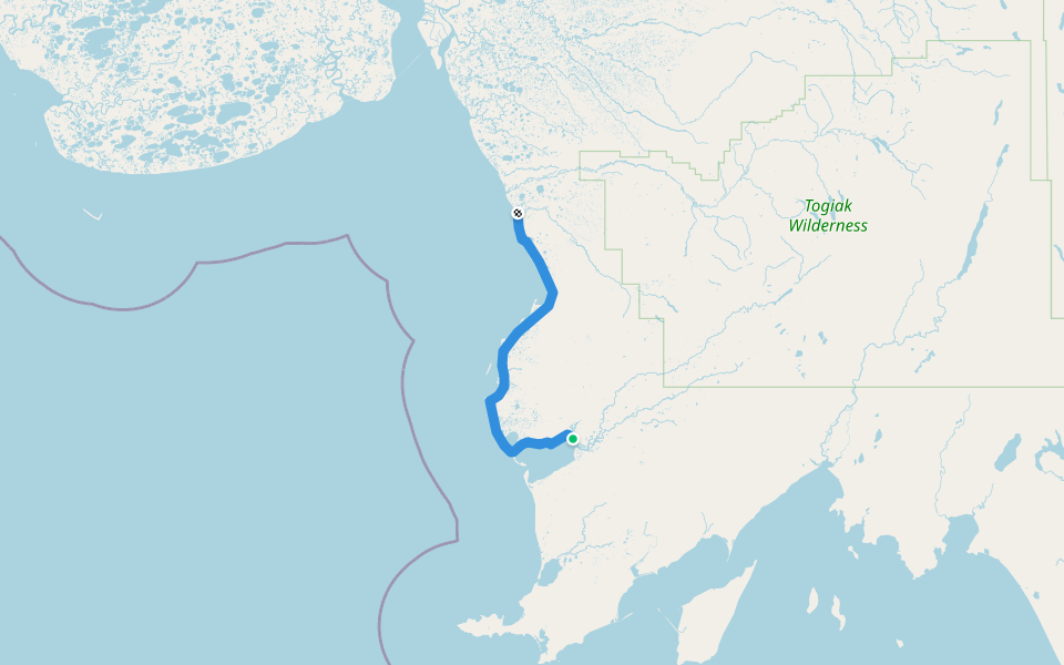 Winter Trail walking route map in Goodnews Bay