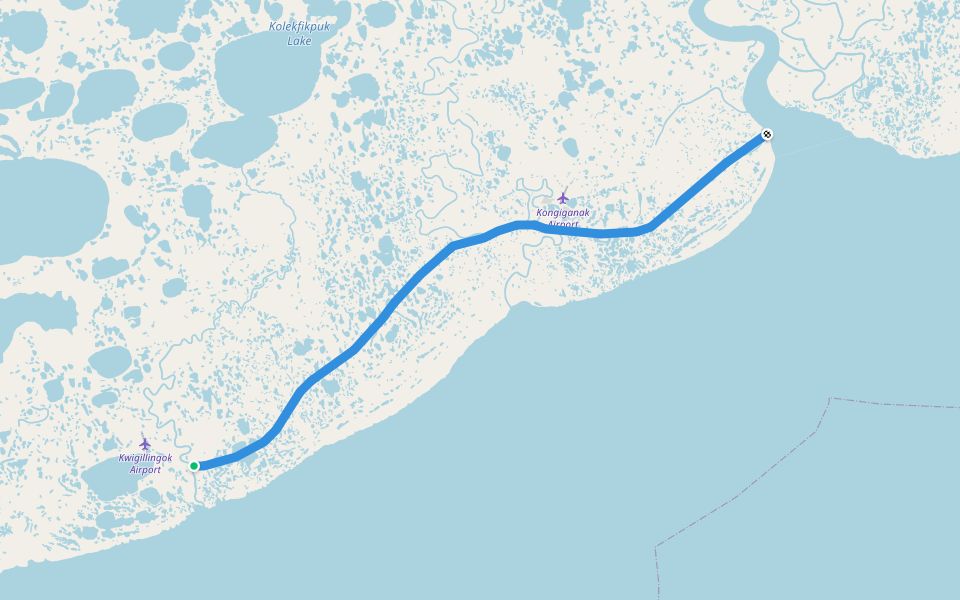 Winter Trail walking route map in Kwigillingok