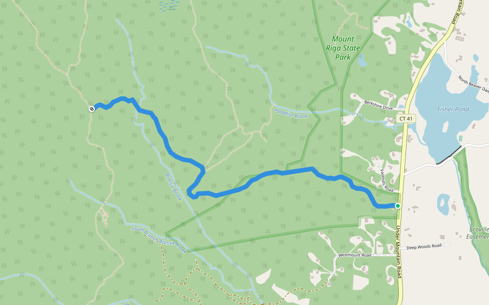 Undermountain Trail walking route map in Salisbury