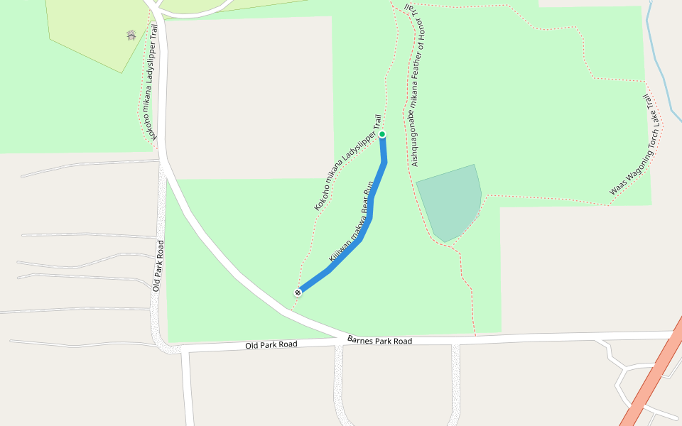 Kijijwan makwa Bear Run walking route map in Central Lake