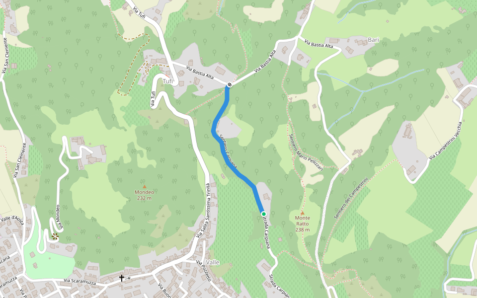 Sentiero Carpiana walking route map in Montecchio Maggiore