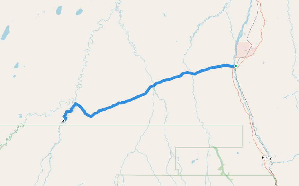 Sled Road walking route map in Nenana