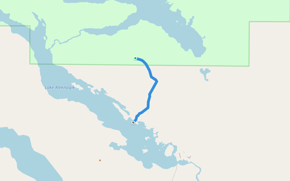 Happy Creek Trail walking route map in Aleknagik
