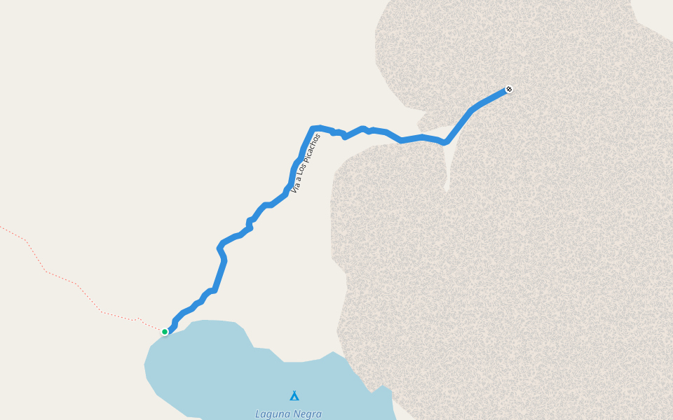 Vía a Los Picachos walking route map in Jimbura