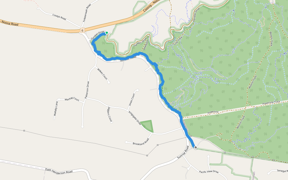 Top Track walking route map in Tinbeerwah