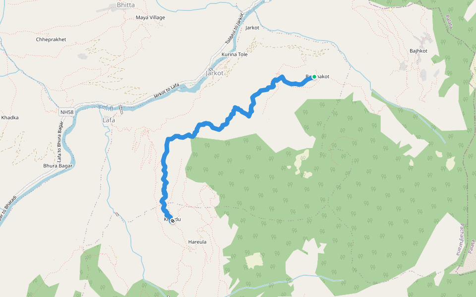Khardu to Ramnakot walking route map in Ramanakot
