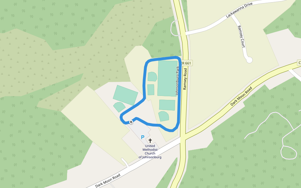 Johnsonburg Park walking route map in Frelinghuysen Township
