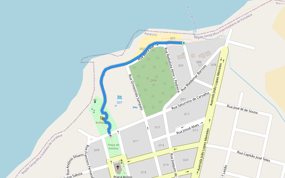 Calçadão de Paracuru walking route map in Paracuru