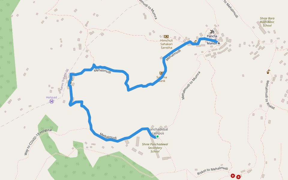 Mehalmudi walking route map in Mehal Mudi