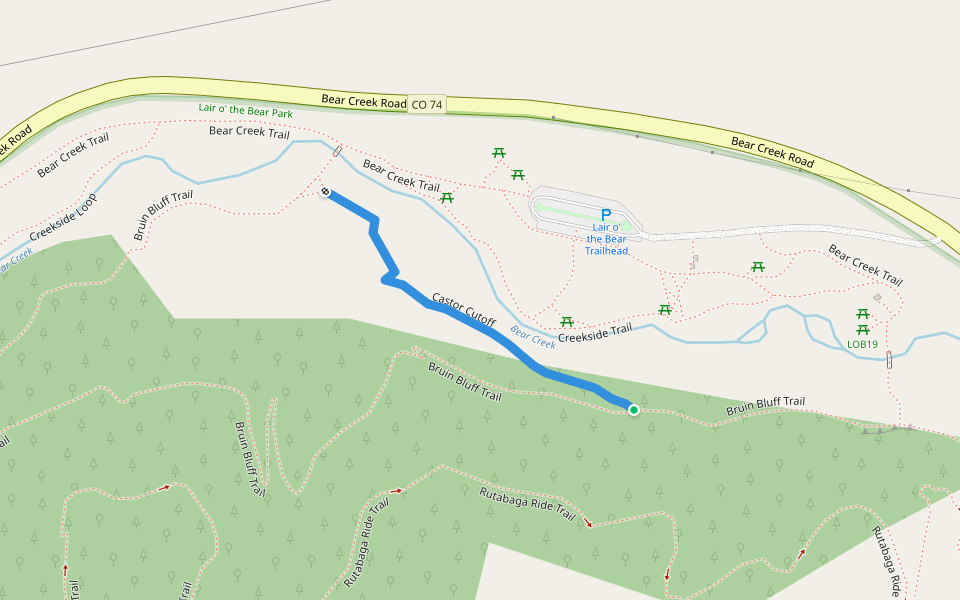 Castor Cutoff walking route map in Idledale