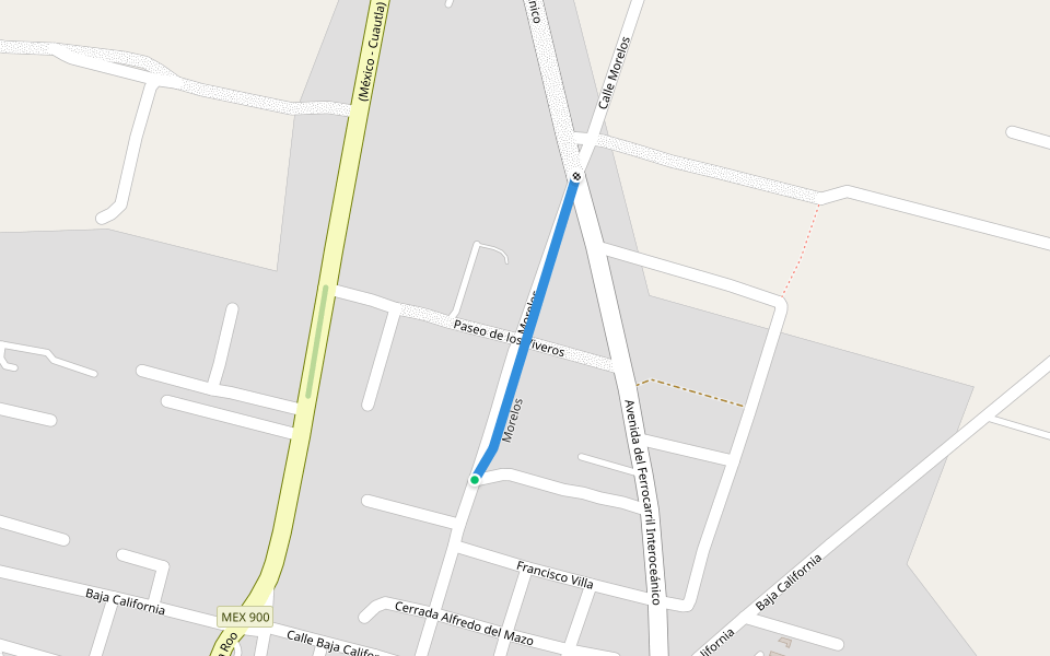 Morelos walking route map in Temamatla