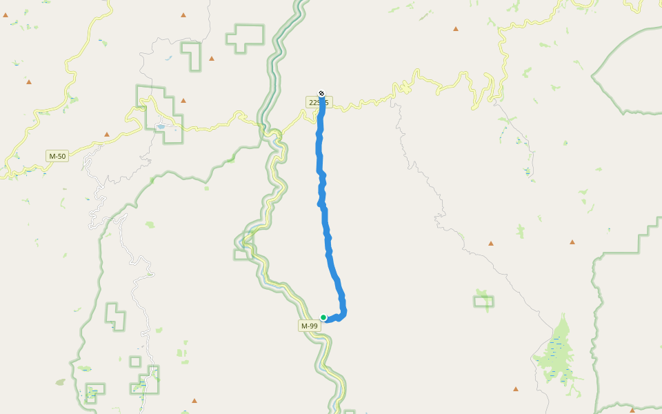 Rincon Trail walking route map in Kernville