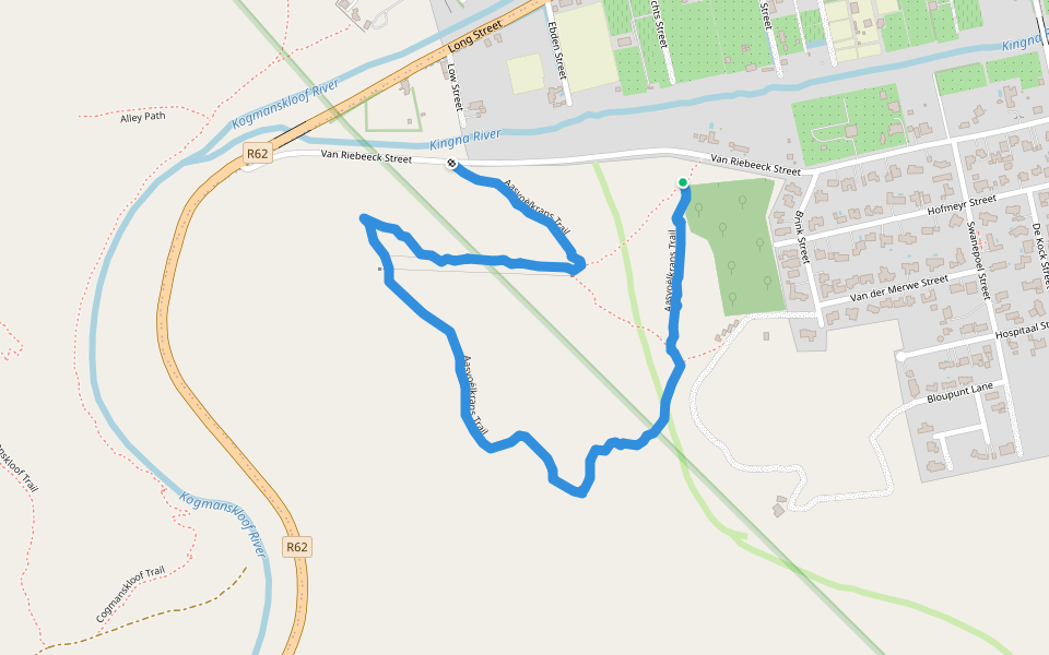 Aasvoëlkrans Trail walking route map in Montagu