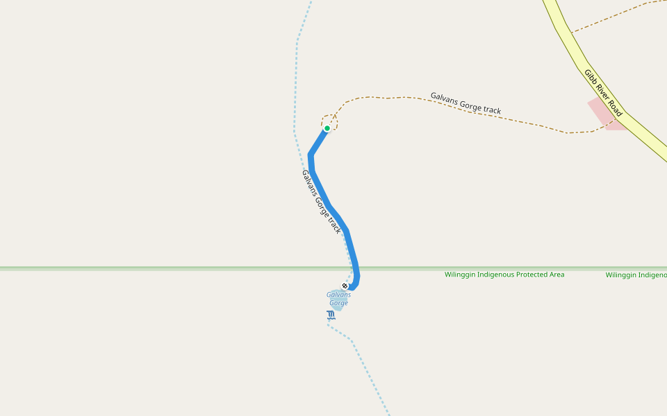 Galvans Gorge track walking route map in Wunaamin Miliwundi Ranges