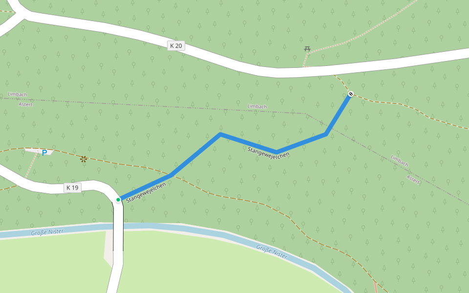 Stangewejelchen walking route map in Astert