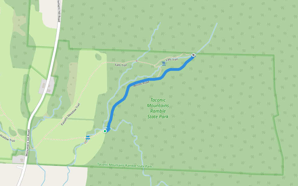 Woods Road walking route map in Castleton