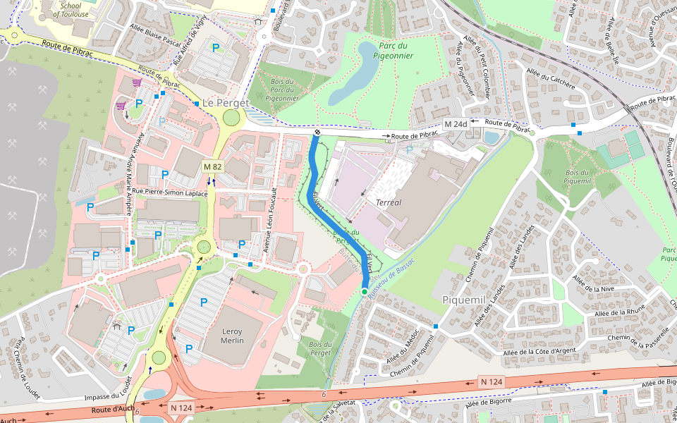 Fil Vert walking route map in Colomiers